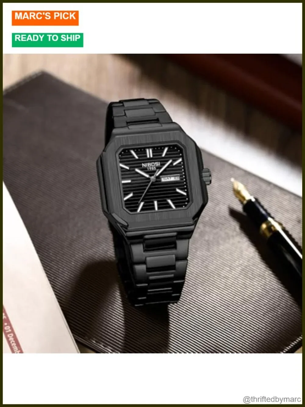 Men's Analog Quartz Stainless Steel Business Watch with Day and Date Display